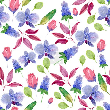 Photo for Trendy seamless pattern. Blue orchid. - Royalty Free Image