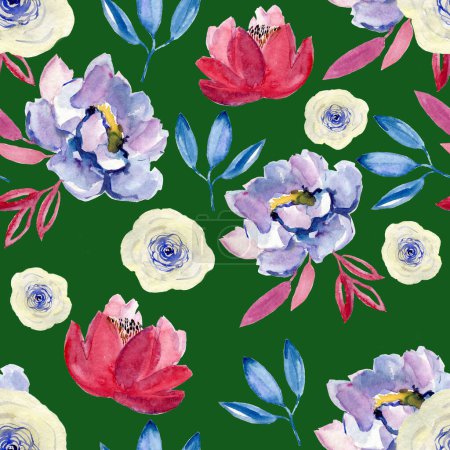 Photo for Seamless pattern with colorful flowers and leaves. Trendy pattern. - Royalty Free Image