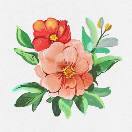 Photo for Watercolor drawing wild rose flowers and leaves, hand drawn illustration - Royalty Free Image
