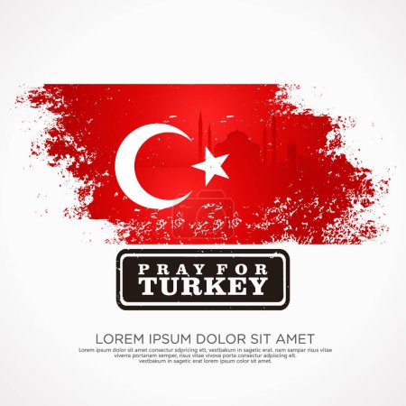 Illustration for Grunge style turkish flag and map for greeting card with turkey city silhouette effect inside flag and included typography with grunge effect - Royalty Free Image