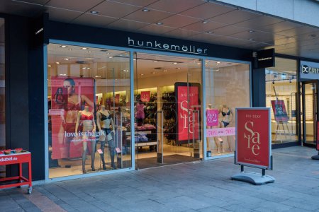 Photo for Mainz, Germany - February 03, 2024: Hunkemoeller store in Mainz city. Hunkemoeller is a clothing manufacturer from the Netherlands, specialising in underclothes and lingerie. - Royalty Free Image