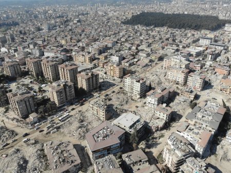 Photo for Antakya, Hatay, Turkey Drone Footage - February 16th, 2023: Turkey Earthquake, Kahramanmaras, Gaziantep, Adana, Hatay, Adiyaman February 2023, Earthquake Scenes - Royalty Free Image