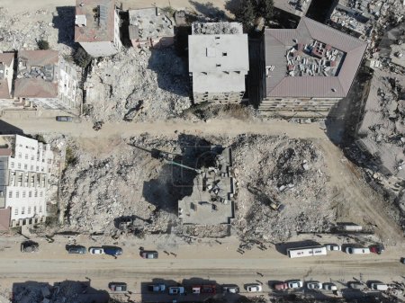 Photo pour Antakya, Hatay, Turquie Drone Footage - février 16th, 2023 : Turquie Tremblement de terre, Kahramanmaras, Gaziantep, Adana, Hatay, Adiyaman février 2023, Scènes de tremblement de terre - image libre de droit