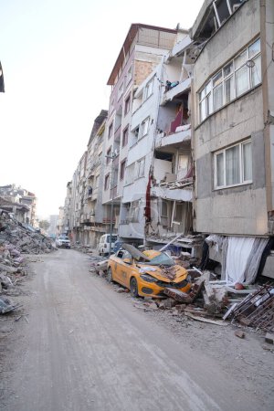 Photo pour Antakya, Hatay, Turquie - 12 février 2023 : Séisme en Turquie, Kahramanmaras, Gaziantep, Adana, Hatay, Adiyaman Février 2023, Scènes de tremblement de terre - image libre de droit