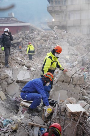 Foto de Antakya, Hatay, Turquía - 13 de febrero de 2023: Terremoto de Turquía, Kahramanmaras, Gaziantep, Adana, Hatay, Adiyaman febrero 2023, Escenas del terremoto - Imagen libre de derechos