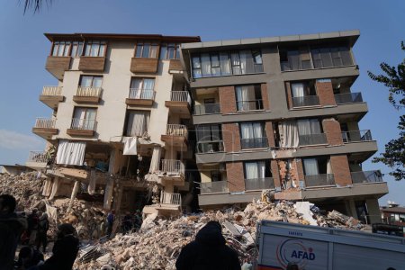 Foto de Antakya, Hatay, Turquía - 16 de febrero de 2023: Terremoto de Turquía, Kahramanmaras, Gaziantep, Adana, Hatay, Adiyaman febrero 2023, Escenas del terremoto - Imagen libre de derechos