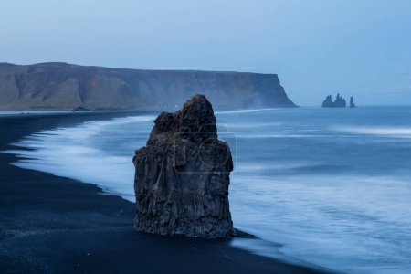 Photo for Basalt rock formations Troll toes on black beach. Reynisdrangar, Vik, Iceland - Royalty Free Image