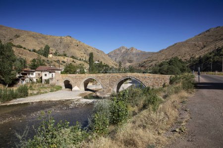 Téléchargez les photos : Pont Kosepasa, situé à Divrigi, Sivas, Turquie, a été construit par les Mengucekogullari au 13ème siècle. - en image libre de droit