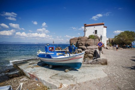 Téléchargez les photos : Lesbos, Grèce. Skala Sikamineas Vue du village sur l'île de Lesbos - en image libre de droit