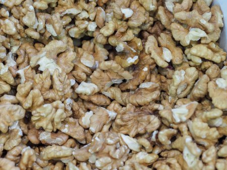 Fresh Shelled Walnuts on a Store Counter: A Natural Source of Health and Energy