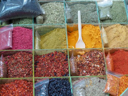 Colorful Spice Palette at a Marketplace