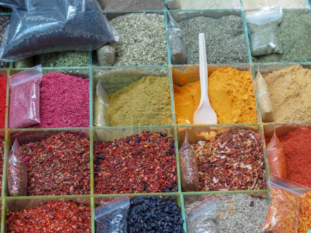 Colorful Spice Palette at a Marketplace