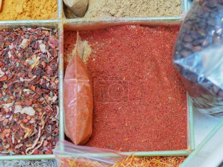 Colorful Contrast of Spices at the Market: Experience the Aromas of the World