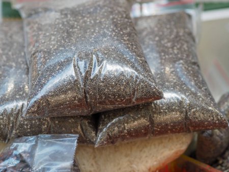 Chia Seeds at a Market Stall: Healthy Eating and Naturalness