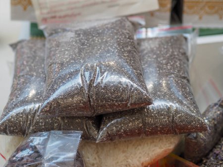 Chia Seeds at a Market Stall: Healthy Eating and Naturalness
