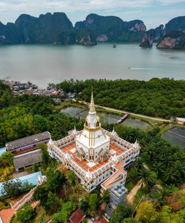 Photo for Aerial view of Wat Laem Sak temple in Krabi province, Thailand, south east asia - Royalty Free Image