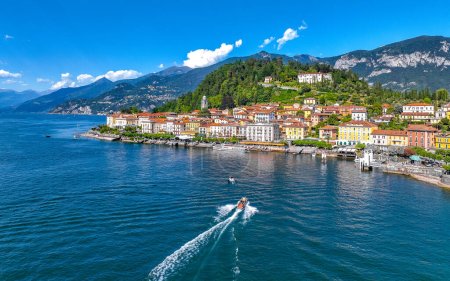 Aerial view of Bellagio village in Lake Como, in Italy, Europe.
