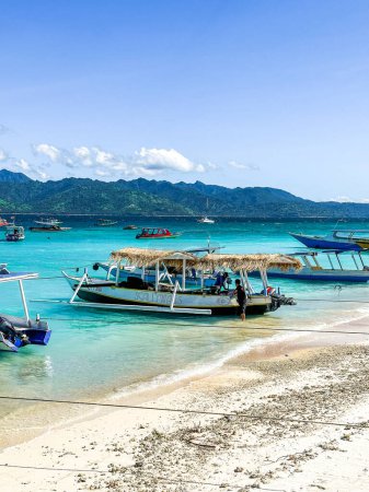 Téléchargez les photos : Vue sur la plage de Gili Trawangan plage à Lombok, Indonésie, Asie du Sud-Est - en image libre de droit