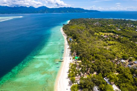 Aerial view of Gili Meno in Lombok, Bali, Indonesia, south east asia