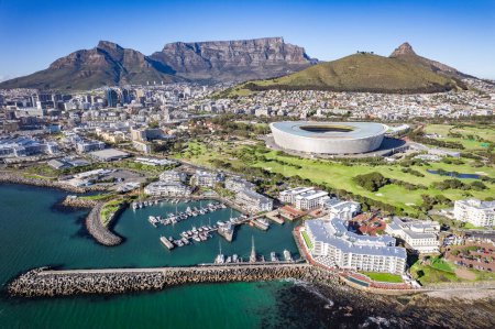 Foto de Vista aérea del Estadio de Ciudad del Cabo, Kaapstad-stadion, Green Point, en Western Cape, Sudáfrica, África - Imagen libre de derechos