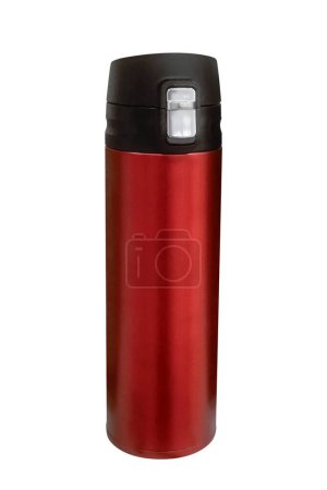 Photo for New red thermos isolated on white background - Royalty Free Image