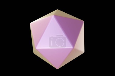 Photo for Holographic 3d shape. Pearl colored icosahedron. Geometric shape. Geometric primitive. 3d rendering. - Royalty Free Image