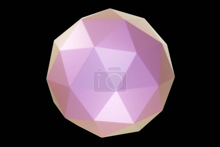 Photo for Holographic 3d shape. Pearl colored polygonal sphere. Geometric shape. Geometric primitive. 3d rendering. - Royalty Free Image