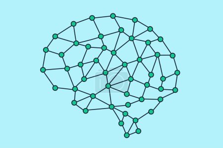 Téléchargez les illustrations : Résumé cerveau IA. Réseau neuronal Plexus. IA, concept de technologies d'apprentissage profond. Esprit artificiel. Illustration vectorielle - en licence libre de droit
