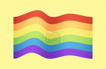 Illustration for Rainbow fag, gay pride flag. Wavy dispersing rainbow flag. Vector illustration - Royalty Free Image