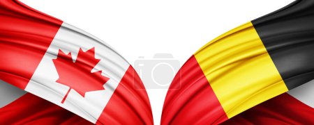 Foto de Banderas de Bélgica y Canadá de los países en el campeonato mundial de fútbol 2022 en Qatar-3D ilustración - Imagen libre de derechos