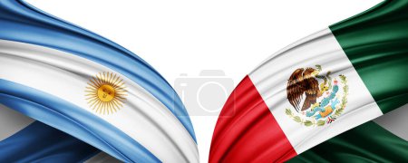 Photo for Argentina and Mexico Flags of the countries in the 2022 soccer world championship in Qatar-3D illustration - Royalty Free Image
