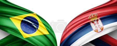 Photo for Brazil and Serbia Flags of the countries in the 2022 soccer world championship in Qatar-3D illustration. - Royalty Free Image