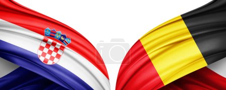 Photo for Croatia and Belgium Flags of the countries in the 2022 soccer world championship in Qatar-3D illustration - Royalty Free Image