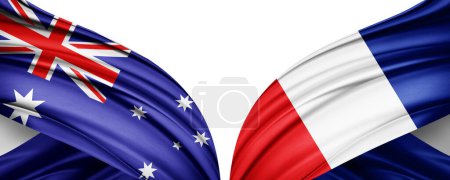 Foto de Banderas de Francia y Australia de los países en el campeonato mundial de fútbol 2022 en Qatar-3D ilustración - Imagen libre de derechos