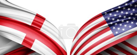 Téléchargez les photos : Angleterre et États-Unis Drapeaux des pays au championnat du monde de football 2022 au Qatar Illustration 3D - en image libre de droit