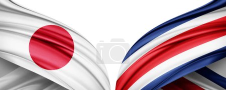 Foto de Japón y Costa Rica Banderas de los países en el campeonato mundial de fútbol 2022 en Qatar-3D ilustración. - Imagen libre de derechos