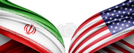 Foto de Irán y Estados Unidos Banderas de los países en el campeonato mundial de fútbol 2022 en Qatar-3D ilustración - Imagen libre de derechos