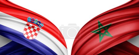 Foto de Marruecos y Croacia Banderas de los países en el campeonato mundial de fútbol 2022 en Qatar-3D ilustración - Imagen libre de derechos