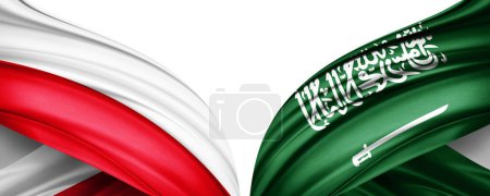 Foto de Polonia y Arabia Saudita Banderas de los países en el campeonato mundial de fútbol 2022 en Qatar-3D ilustración - Imagen libre de derechos