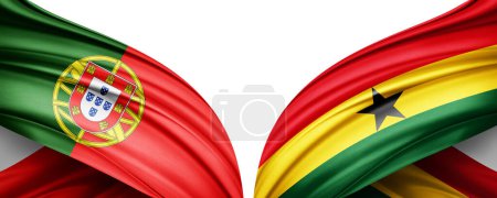 Photo for Portugal and Ghana Flags of the countries in the 2022 soccer world championship in Qatar-3D illustration. - Royalty Free Image