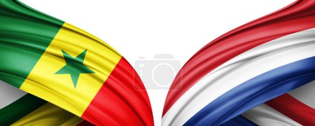 Photo for Senegal and Netherlands Flags of the countries in the 2022 soccer world championship in Qatar-3D illustration - Royalty Free Image