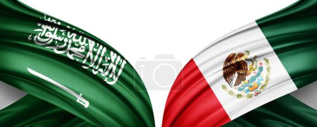 Foto de Arabia Saudita y México Banderas de los países en el campeonato mundial de fútbol 2022 en Qatar-3D ilustración - Imagen libre de derechos
