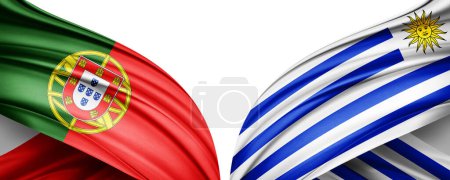 Foto de Portugal y Uruguay Banderas de los países en el campeonato mundial de fútbol 2022 en Qatar-3D ilustración - Imagen libre de derechos