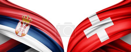 Foto de Serbia y Suiza Banderas de los países en el campeonato mundial de fútbol 2022 en Qatar-3D ilustración - Imagen libre de derechos