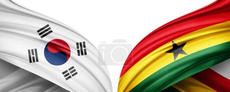 Photo for South Korea and Ghana Flags of the countries in the 2022 soccer world championship in Qatar-3D illustration - Royalty Free Image