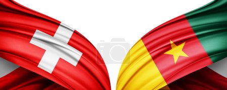 Téléchargez les photos : Suisse et Cameroun Drapeaux des pays au championnat du monde de football 2022 au Qatar illustration-3D - en image libre de droit