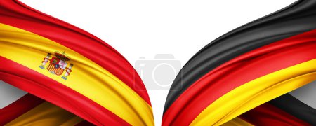 Photo for Spain and Germany Flags of the countries in the 2022 soccer world championship in Qatar-3D illustration - Royalty Free Image
