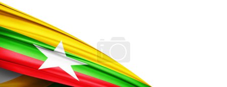 Foto de Burma flag of silk-3D illustration - Imagen libre de derechos