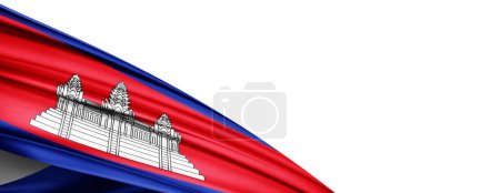 Foto de Cambodia flag of silk-3D illustration - Imagen libre de derechos