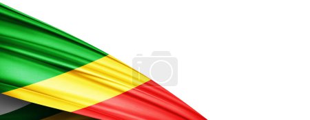 Foto de Congo Republic flag of silk-3D illustration - Imagen libre de derechos